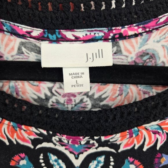 J jill womens size large petite multicolor floral sleeveless tank cotton blend - Picture 3 of 7